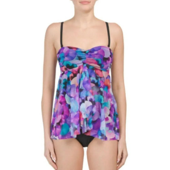 Gottex One Piece Multicolor Floral Flyaway Bandeau Style one piece Swimsuit sz 8 - Picture 5 of 10